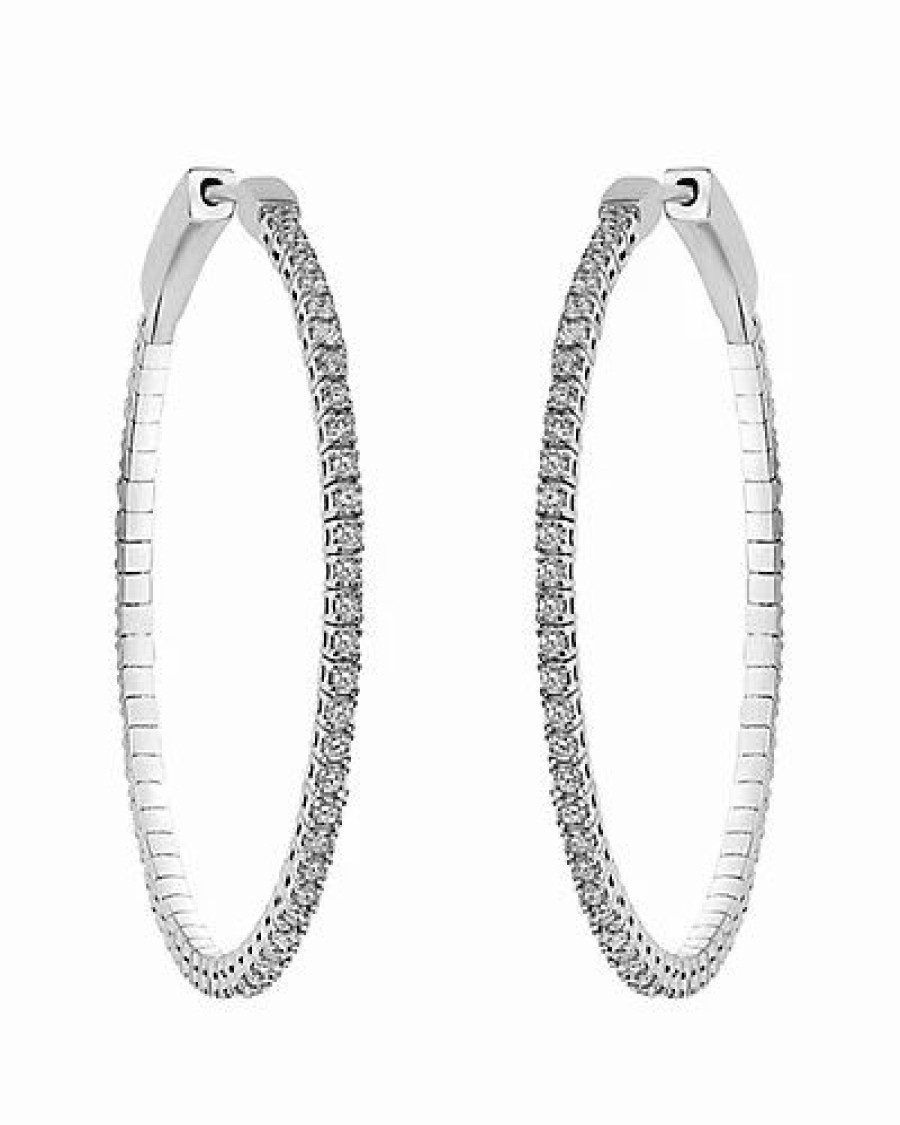 Earrings * | Diana M. Fine Jewelry 18K 1.53 Ct. Tw. Diamond Hoops Women