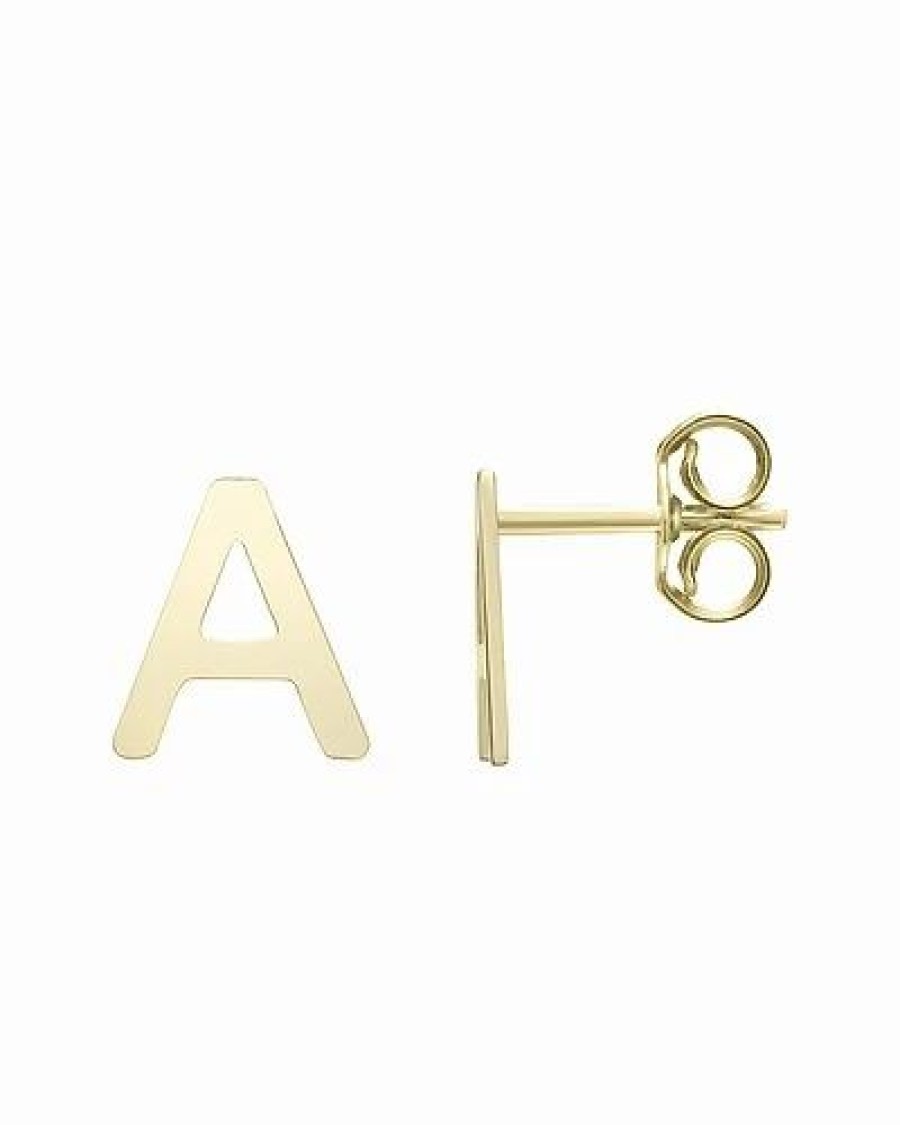 Earrings * | 14K Italian Gold Initial Earrings Women