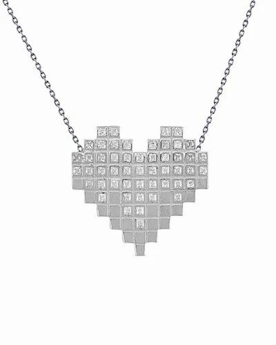 Necklaces * | Glaze Jewelry Silver Cz Heart Necklace Women