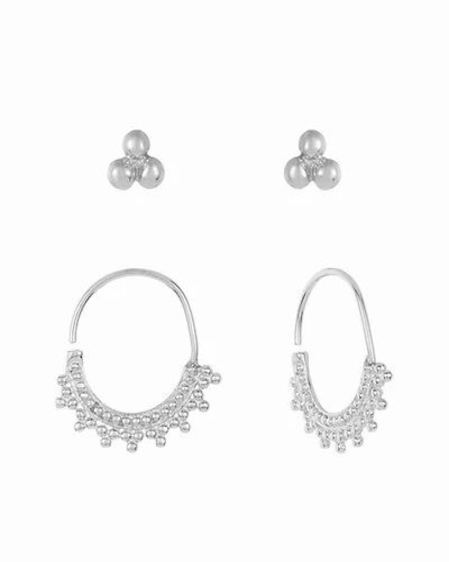 Earrings * | Sterling Forever Beaded & Infinity Hoop Earring Set Women