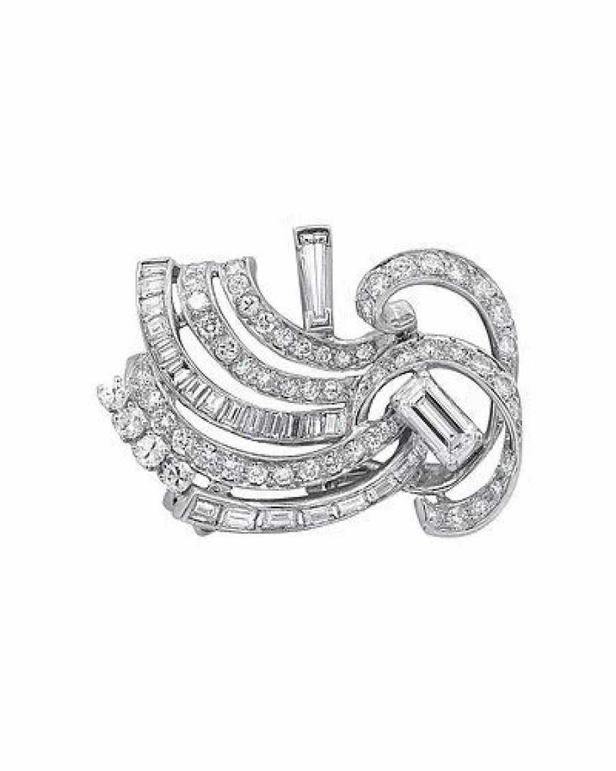 Pins * | Diana M. Fine Jewelry White Gold 5.15 Ct. Tw. Diamond Brooch Women