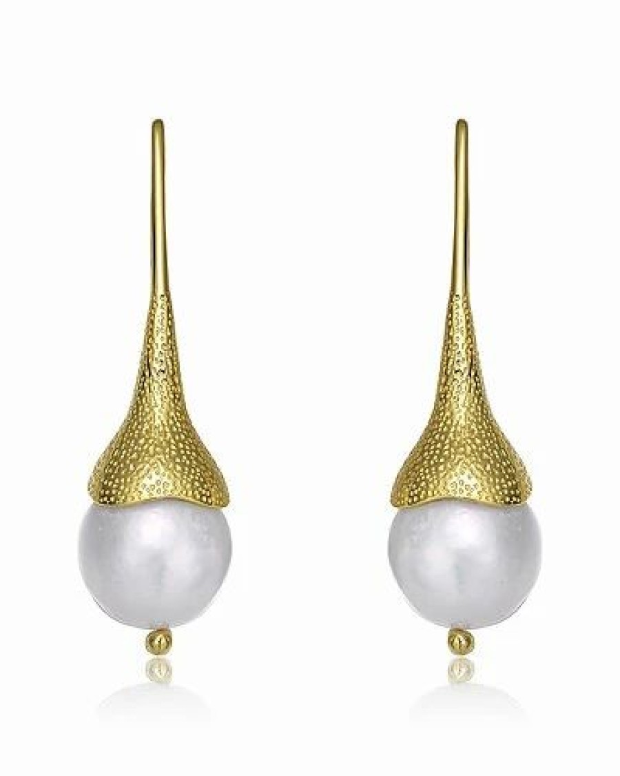 Earrings * | Genevive 14K Over Silver 11.5-11.5Mm Pearl Earrings Women