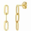 Earrings * | 14K Italian Gold Paperclip Drop Chain Earrings Women