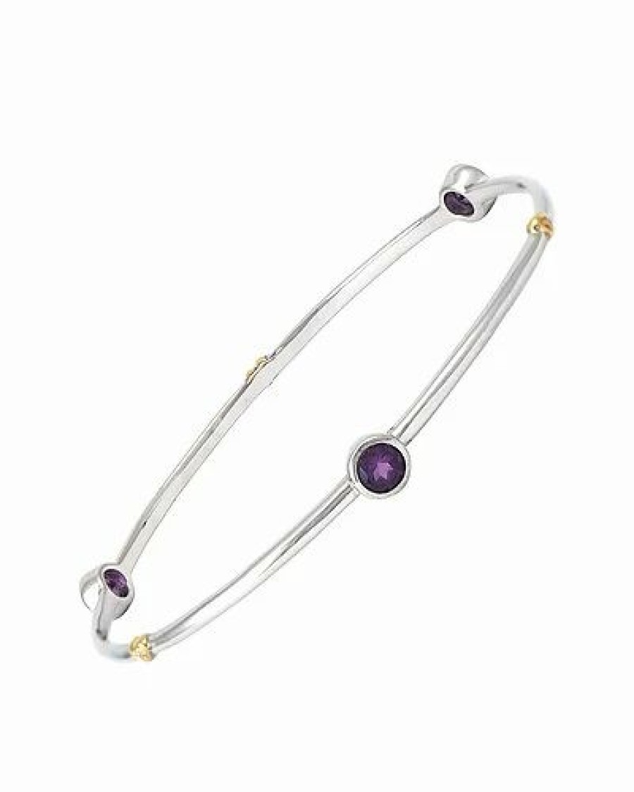 Bracelets * | Gemstones Silver 1.36 Ct. Tw. Diamond & Smoky Quartz Bangle Bracelet Women