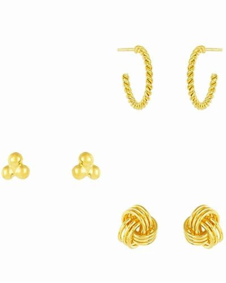 Earrings * | Sterling Forever 14K Over Silver Set Of 3 Love Knot Studs Women