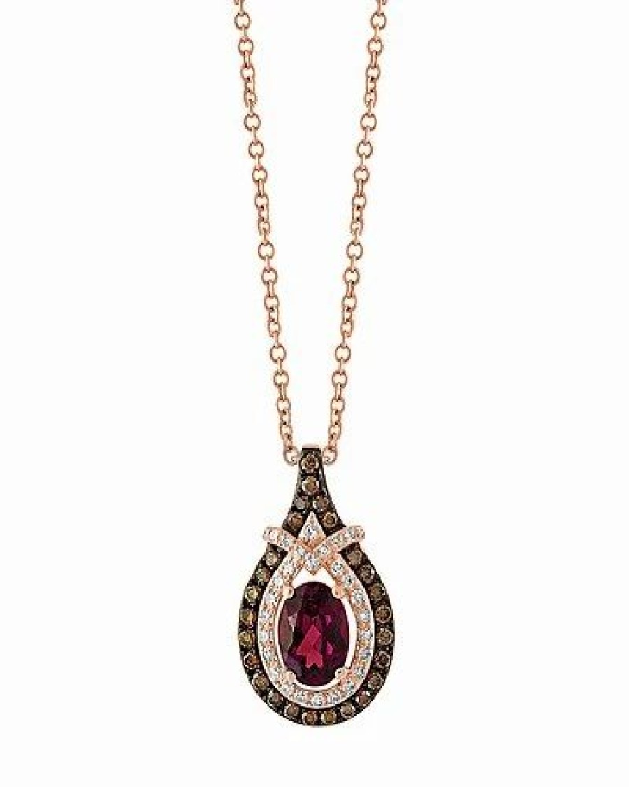 Necklaces * | Effy Fine Jewelry 14K Rose Gold 1.29 Ct. Tw. Diamond & Rhodolite Necklace Women