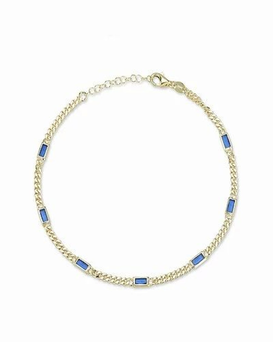 Bracelets * | Chloe And Madison And Madison 14K Over Silver Cz Curb Anklet Women