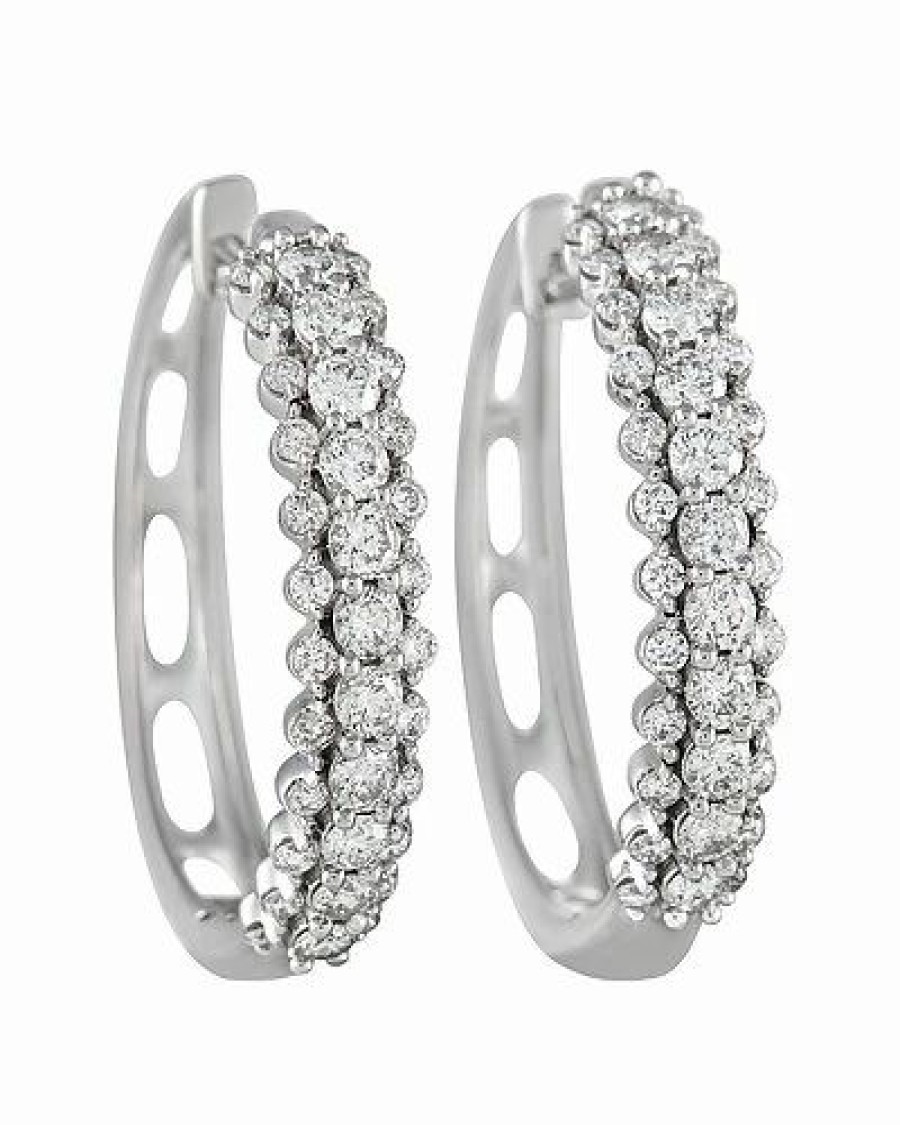 Earrings * | Diamond Select Cuts 14K 1.00 Ct. Tw. Diamond Hoops Women