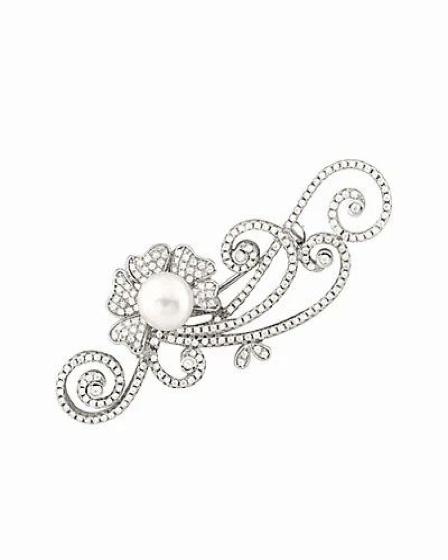 Pins * | Splendid Pearls Ver 8-9Mm Pearl & Cz Brooch Women