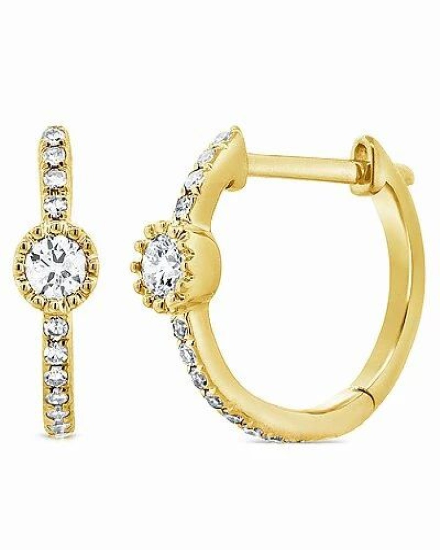 Earrings * | Sabrina Designs 14K 0.22 Ct. Tw. Diamond Huggie Earrings Women