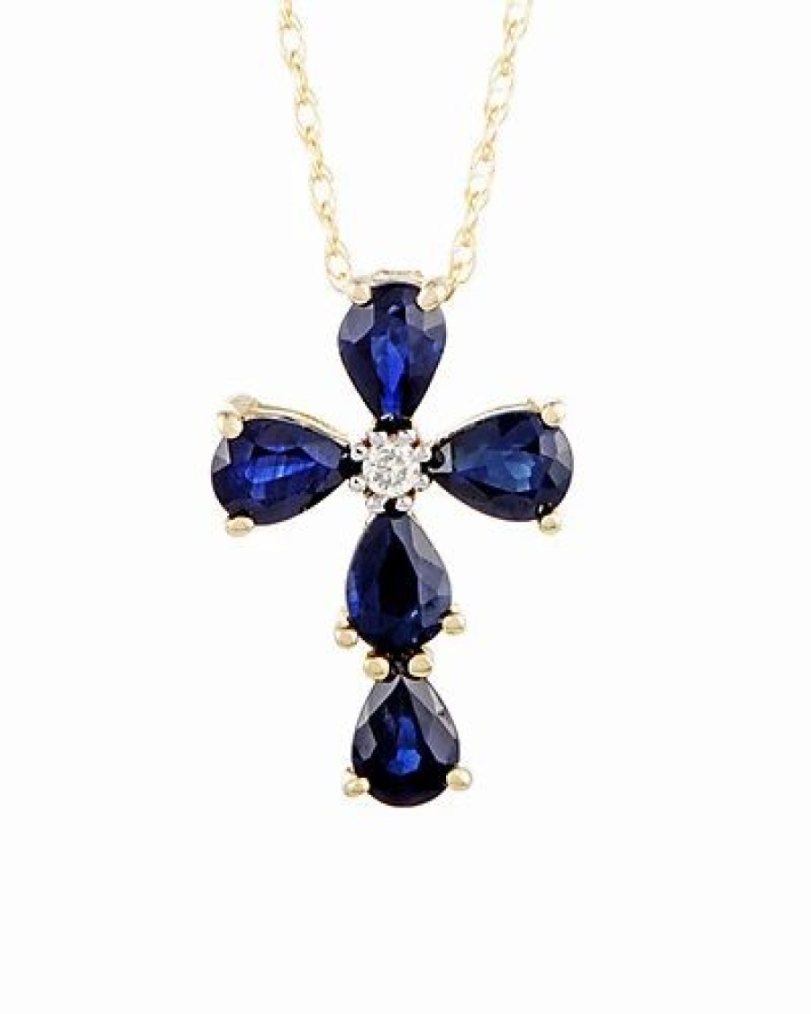 Necklaces * | Gemstones 14K Diamond & Sapphire Necklace Women