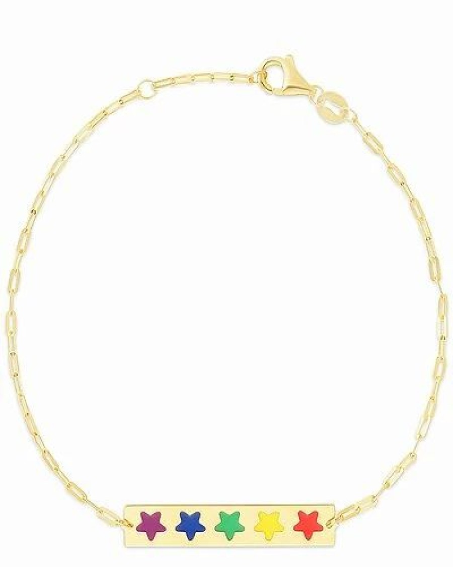 Bracelets * | 14K Italian Gold Bar Bracelet Women