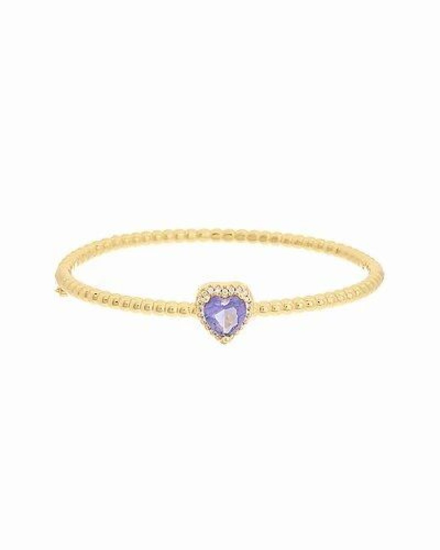 Bracelets * | Juvell 18K Plated Purple Amethyst Cz Bangle Bracelet Women