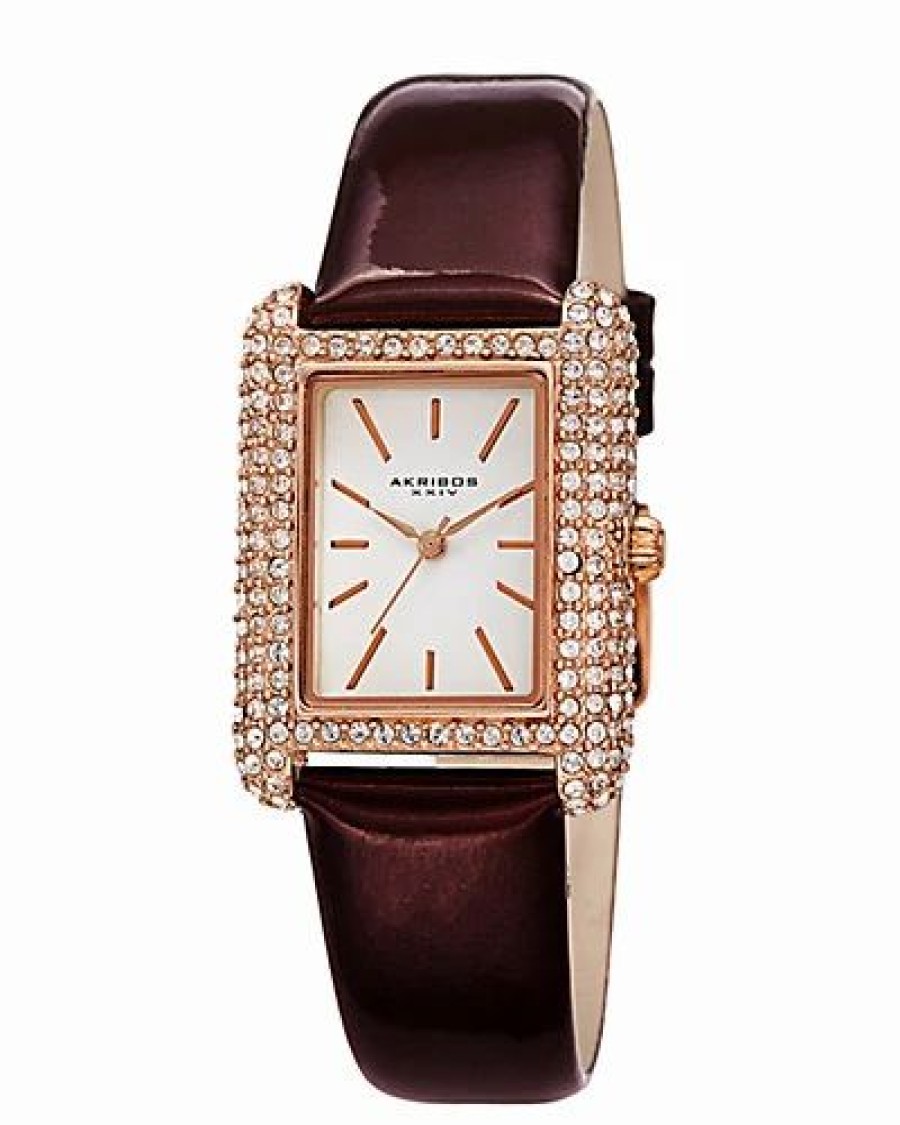 Watches * | Akribos Xxiv Women'S Genuine Patent Leather Watch