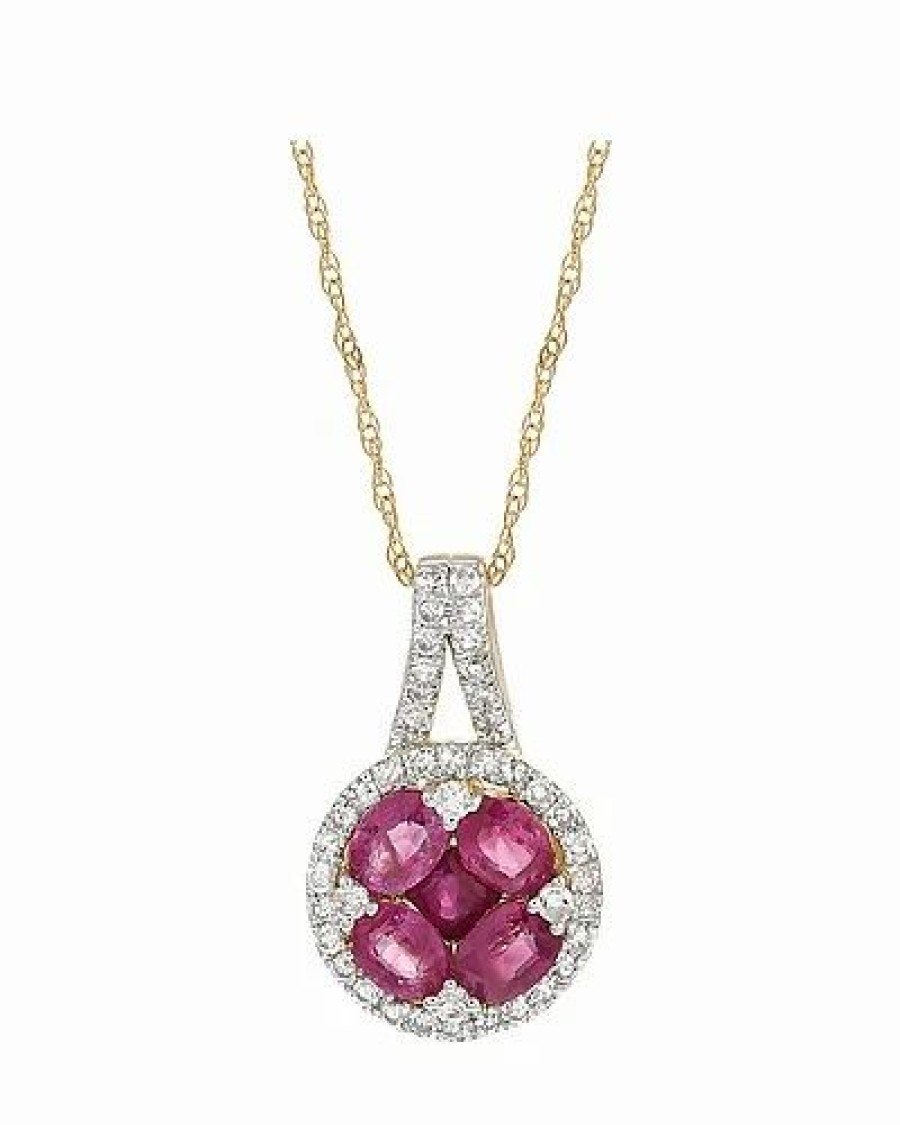 Necklaces * | Diamond Select Cuts 14K 0.25 Ct. Tw. Diamond & Ruby Pendant Necklace Women