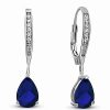 Earrings * | Genevive Silver Plated Cz Drop Earrings Women