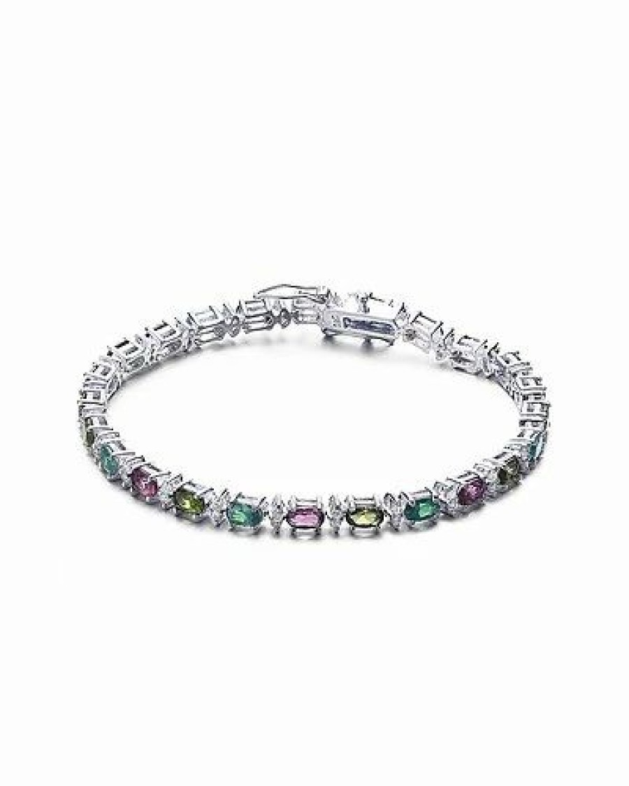 Bracelets * | Genevive Silver Cz Bracelet Women