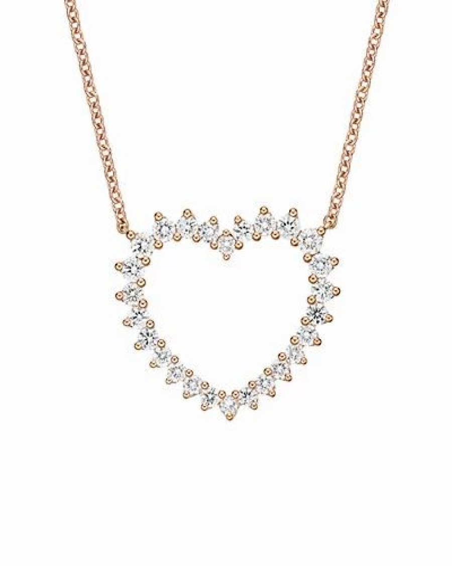 Necklaces * | Memoire 18K Rose Gold 0.97 Ct. Tw. Diamond Heart Pendant Women