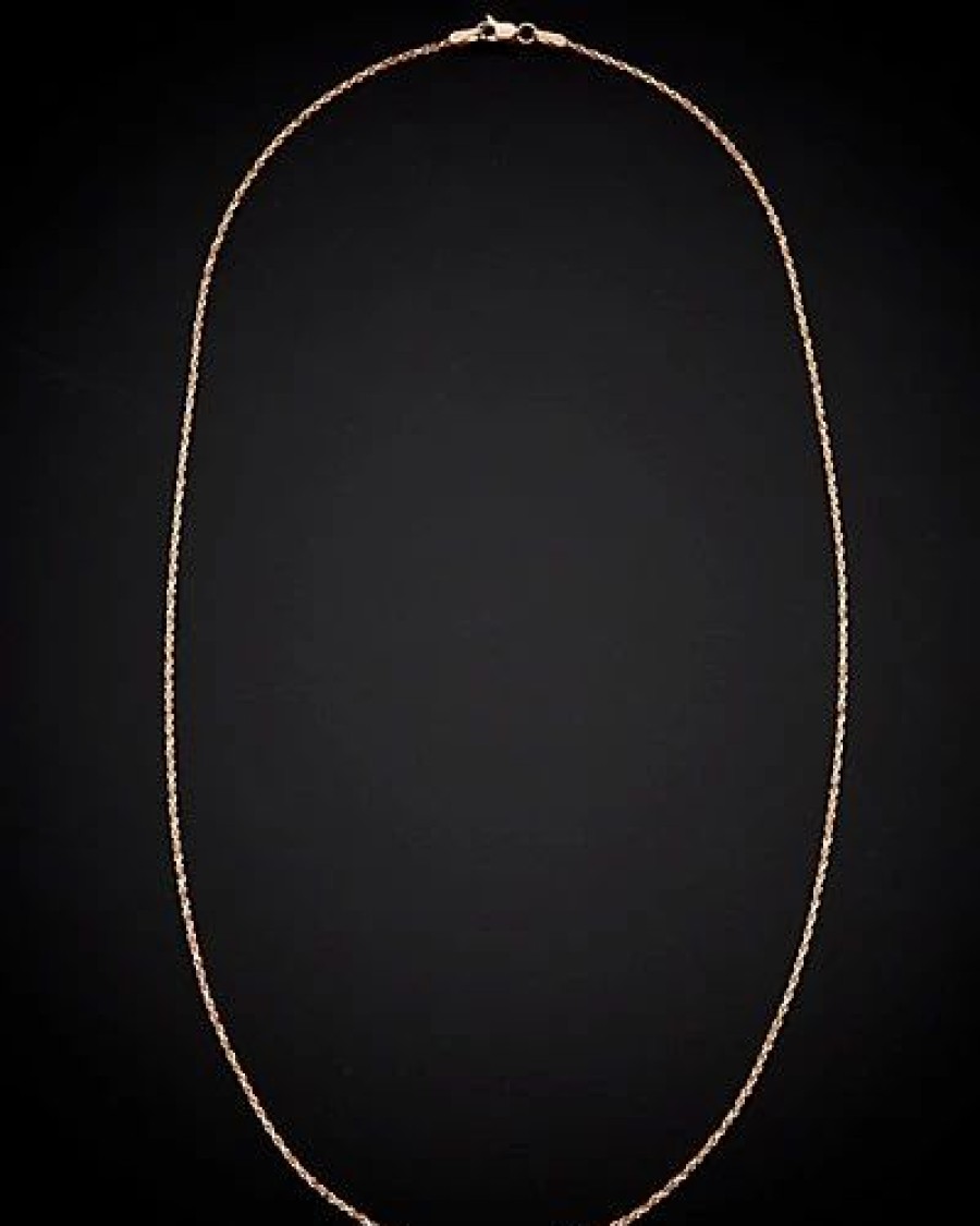 Necklaces * | 14K Italian Rose Gold Rope Chain Necklace Women