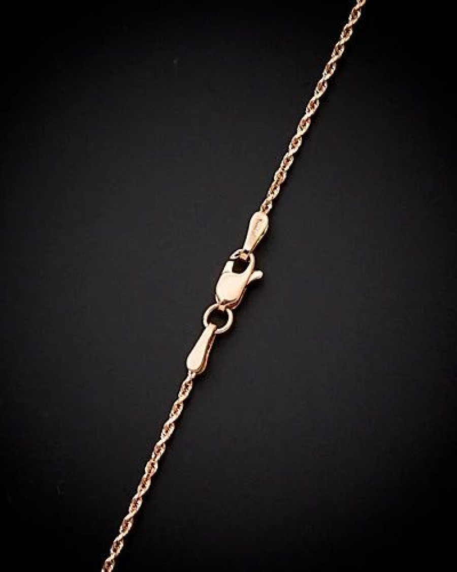 Necklaces * | 14K Italian Rose Gold Rope Chain Necklace Women