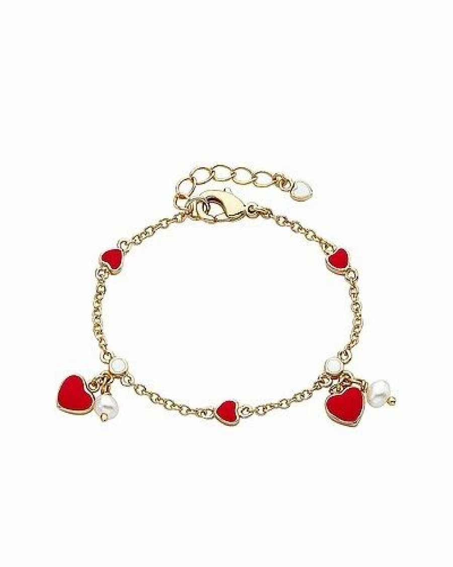 Bracelets * | Rachel Glauber 14K Plated Cz Heart Bracelet Women