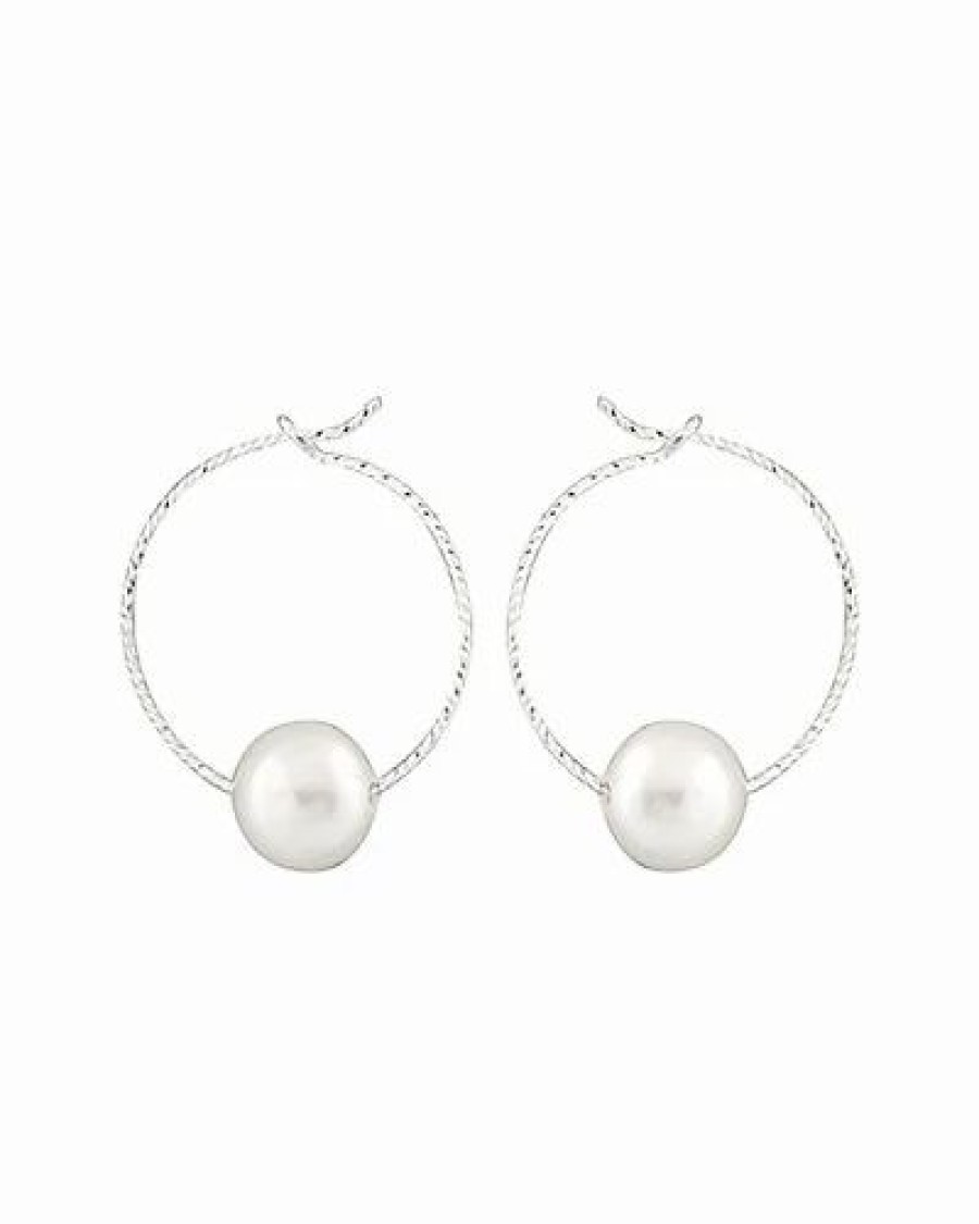 Earrings * | Splendid Pearls Rhodium Plated Silver 8-8.5Mm Freshwater Pearl Drop Earrings Women