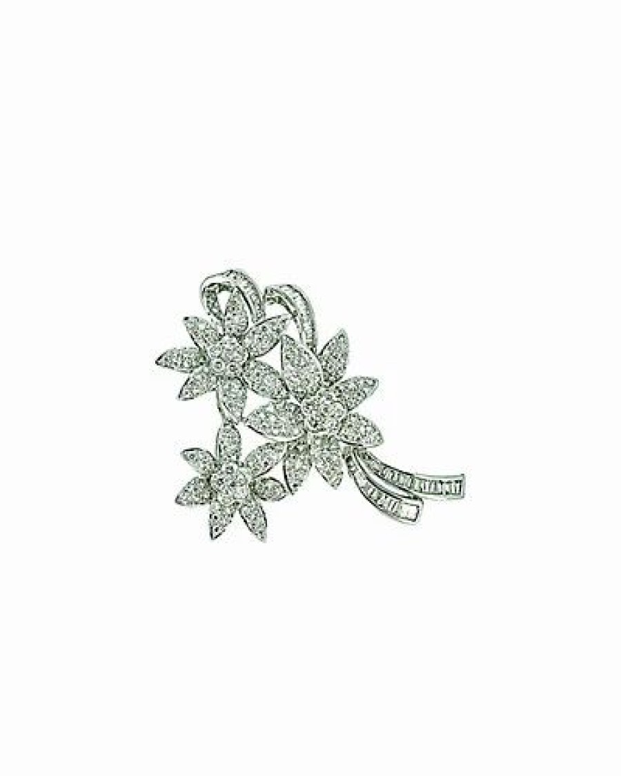 Pins * | Arthur Marder Fine Jewelry 18K 5.50 Ct. Tw. Diamond Floral Brooch Women