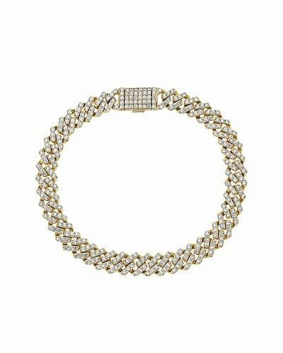 Bracelets * | Diamond Select Cuts 14K 3.81 Ct. Tw. Diamond Cuban Chain Bracelet Women