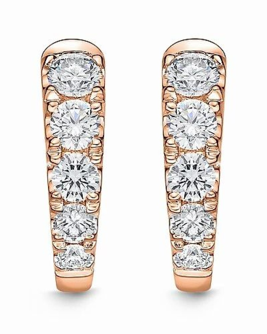 Earrings * | Memoire 18K Rose Gold 1.02 Ct. Tw. Diamond U-Basket Classics Earrings Women