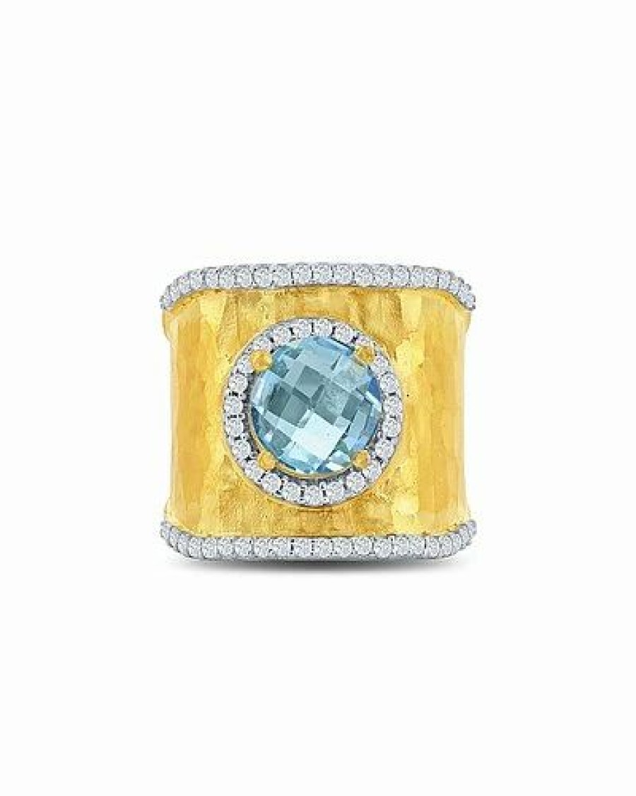 Rings * | I. Reiss 14K 1.75 Ct. Tw. Diamond & Blue Topaz Ring Women