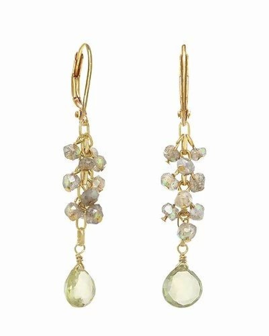 Earrings * | Rachel Reinhardt Gold Over Silver Gemstone Cluster Earrings Women