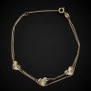 Bracelets * | 14K Italian Gold Diamond Cut Hearts Double Row Bracelet Women