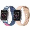 Watches * | Posh Tech Light Blue Floral And Light Pink Apple Watch Replacement Band Women