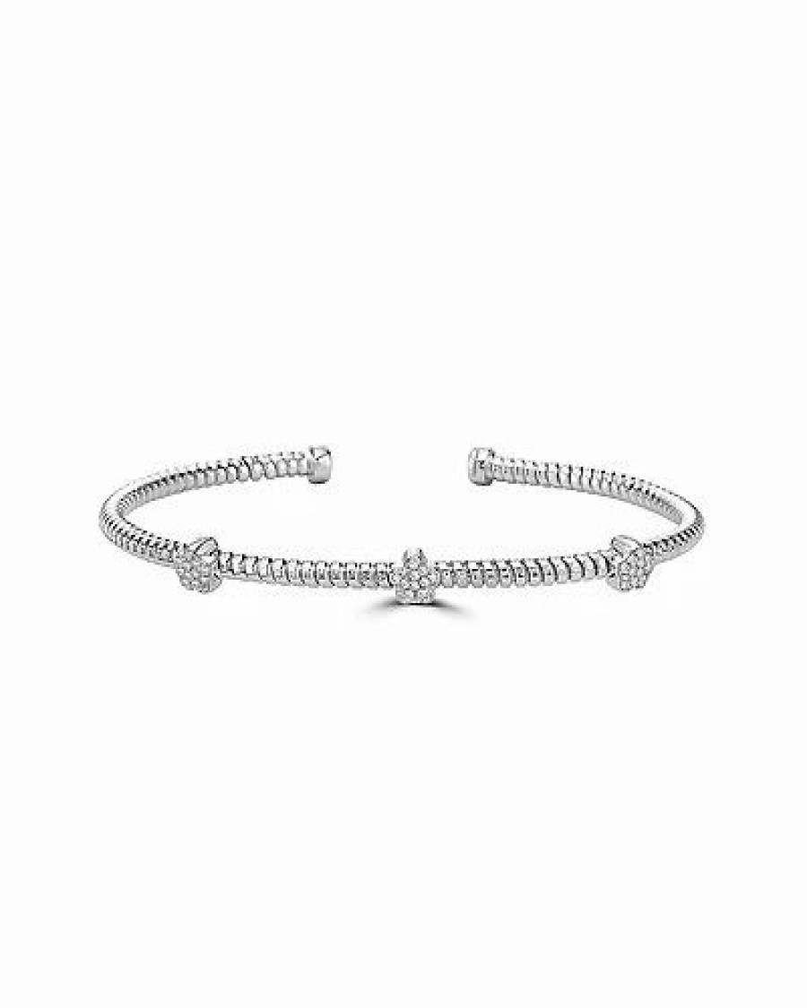 Bracelets * | Effy Fine Jewelry Silver 0.18 Ct. Tw. Diamond Bangle Women