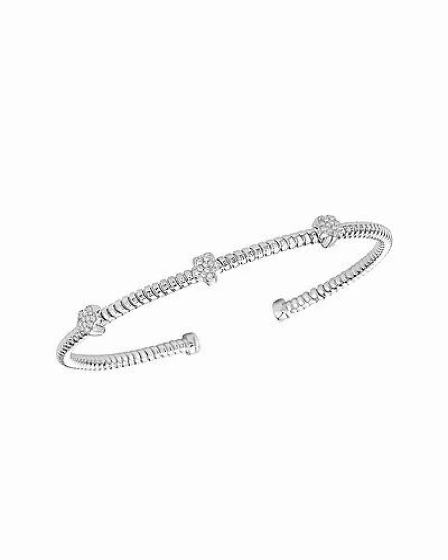 Bracelets * | Effy Fine Jewelry Silver 0.18 Ct. Tw. Diamond Bangle Women