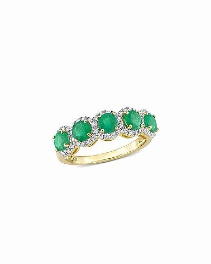 Rings * | Rina Limor 14K 1.26 Ct. Tw. Diamond & Emerald Half-Eternity Ring Women