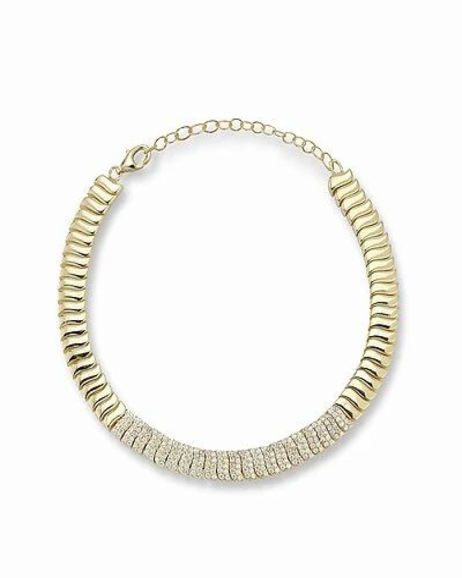 Bracelets * | Chloe And Madison And Madison 14K Over Silver Cz Ribbed Bracelet Women