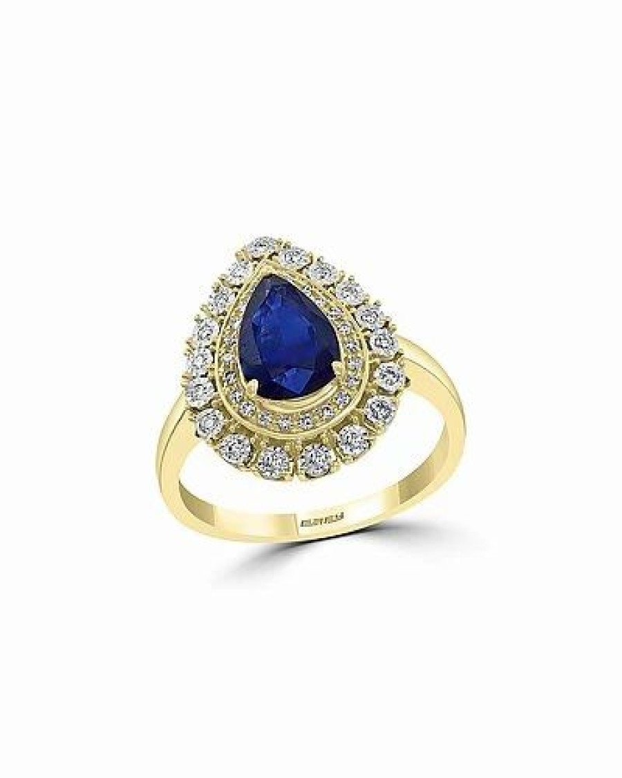 Rings * | Effy Fine Jewelry 14K Two-Tone 1.52 Ct. Tw. Diamond & Blue Sapphire Ring Women