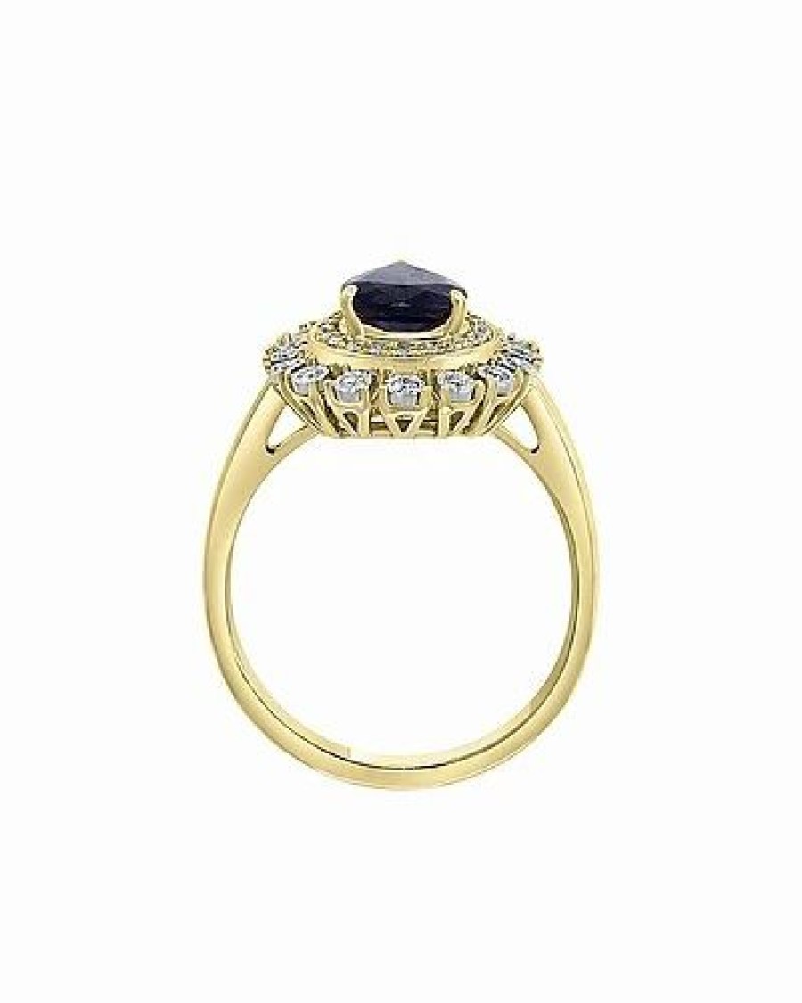 Rings * | Effy Fine Jewelry 14K Two-Tone 1.52 Ct. Tw. Diamond & Blue Sapphire Ring Women