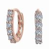 Earrings * | Genevive 14K Rose Gold Vermeil Cz Hoops Women