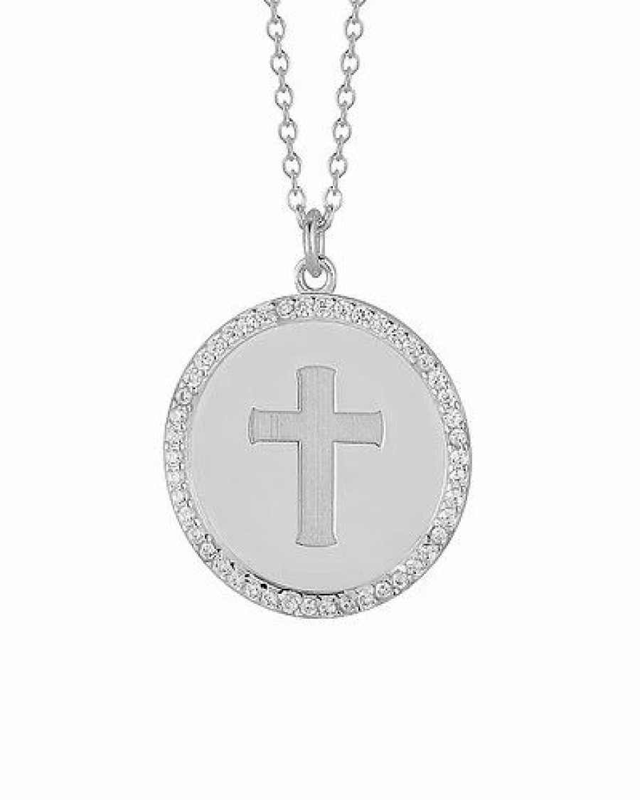 Necklaces * | Glaze Jewelry Rhodium Plated Cz Cross Necklace Women