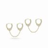 Earrings * | Glaze Jewelry 14K Over Silver Cz Double Piercing Handcuff Earrings Women