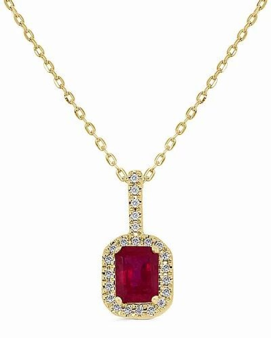 Necklaces * | Sabrina Designs 14K 0.71 Ct. Tw. Diamond & Ruby Octagon Pendant Women