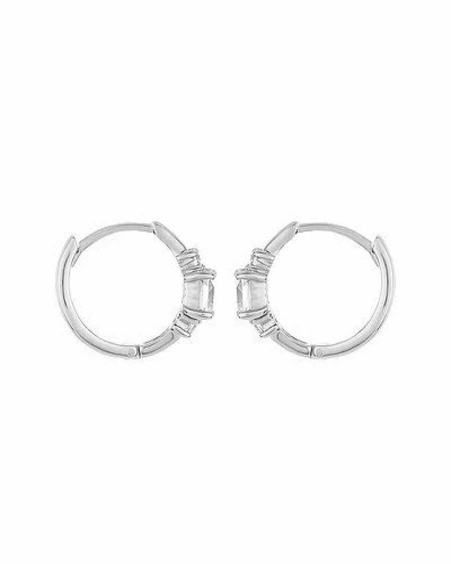 Earrings * | Sterling Forever Cz Princess Huggie Hoops Women