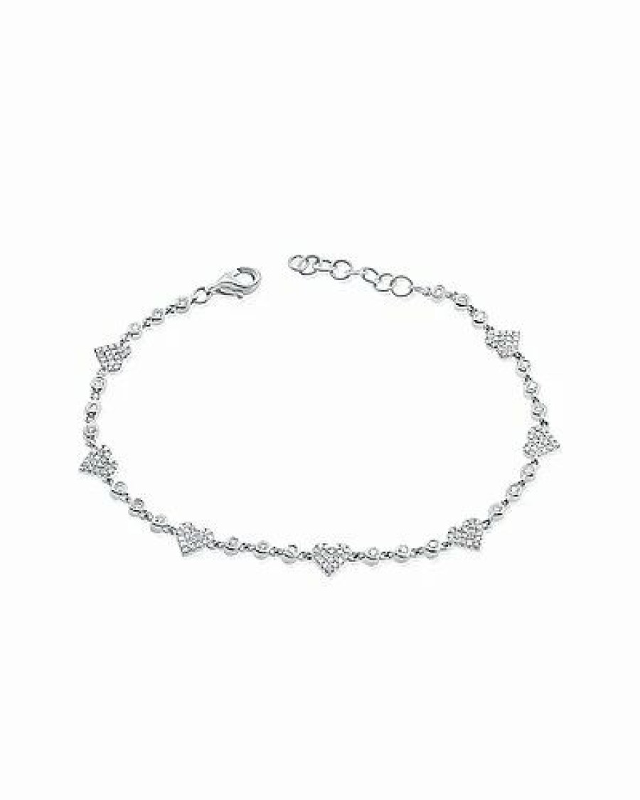 Bracelets * | Sabrina Designs 14K 0.79 Ct. Tw. Diamond Heart Station Bracelet Women