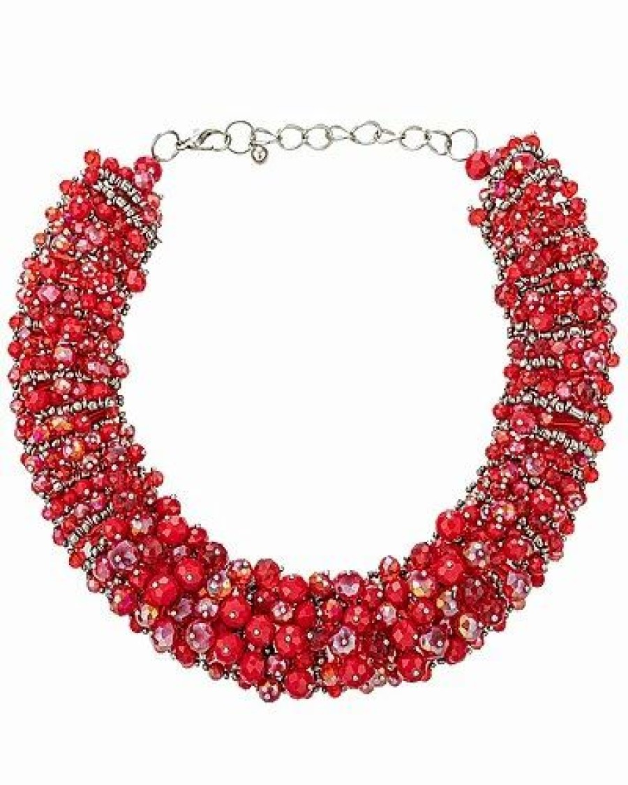 Necklaces * | Eye Candy La Glass Crystal Hazel Ruby Collar Necklace Women