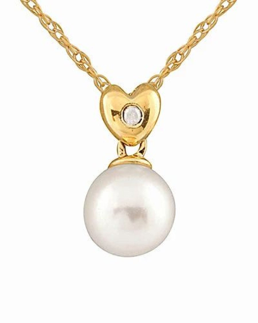 Necklaces * | Masako Pearls 14K Diamond & 8-8.5Mm Cultured Freshwater Pearl Pendant Necklace Women