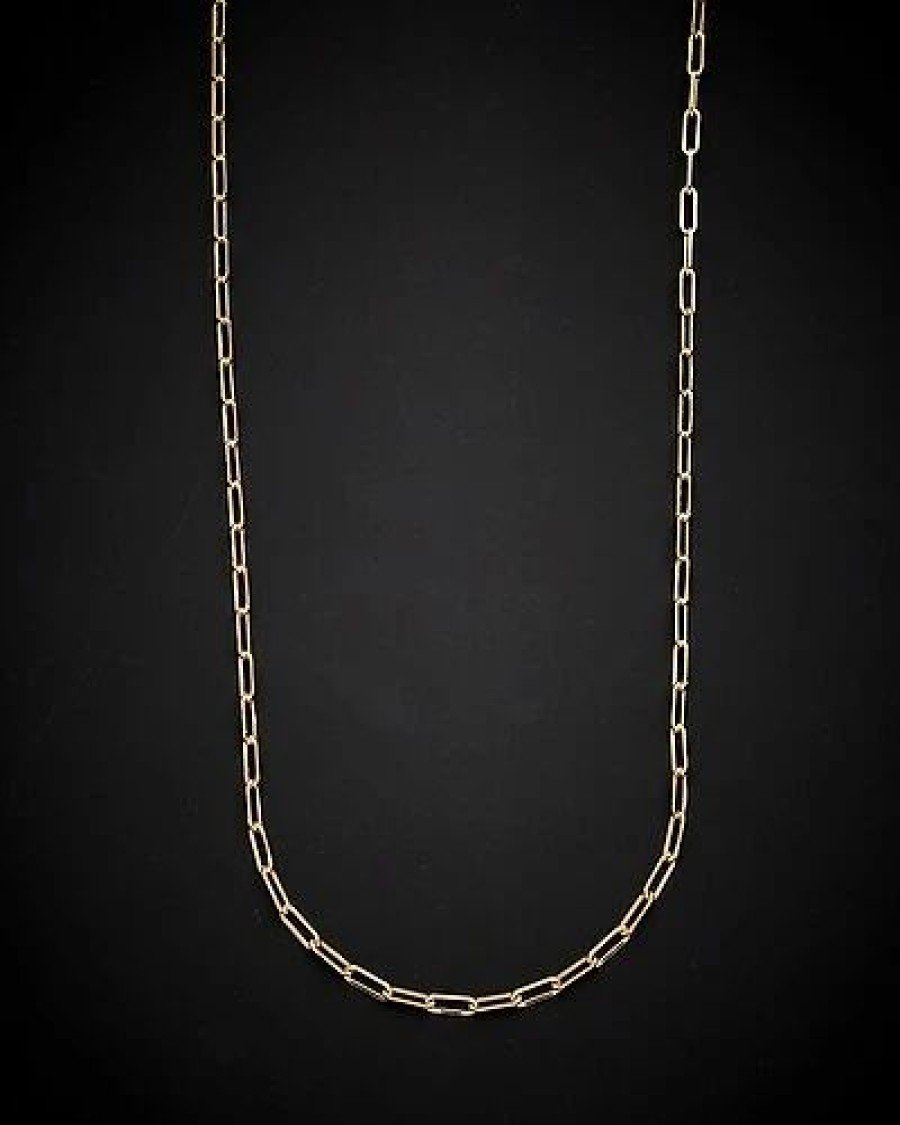 Necklaces * | 14K Italian Gold Polished Paperclip Chain Necklace Women