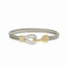 Bracelets * | Juvell 18K Two-Tone Plated Cz Twisted Cable Bangle Bracelet Women