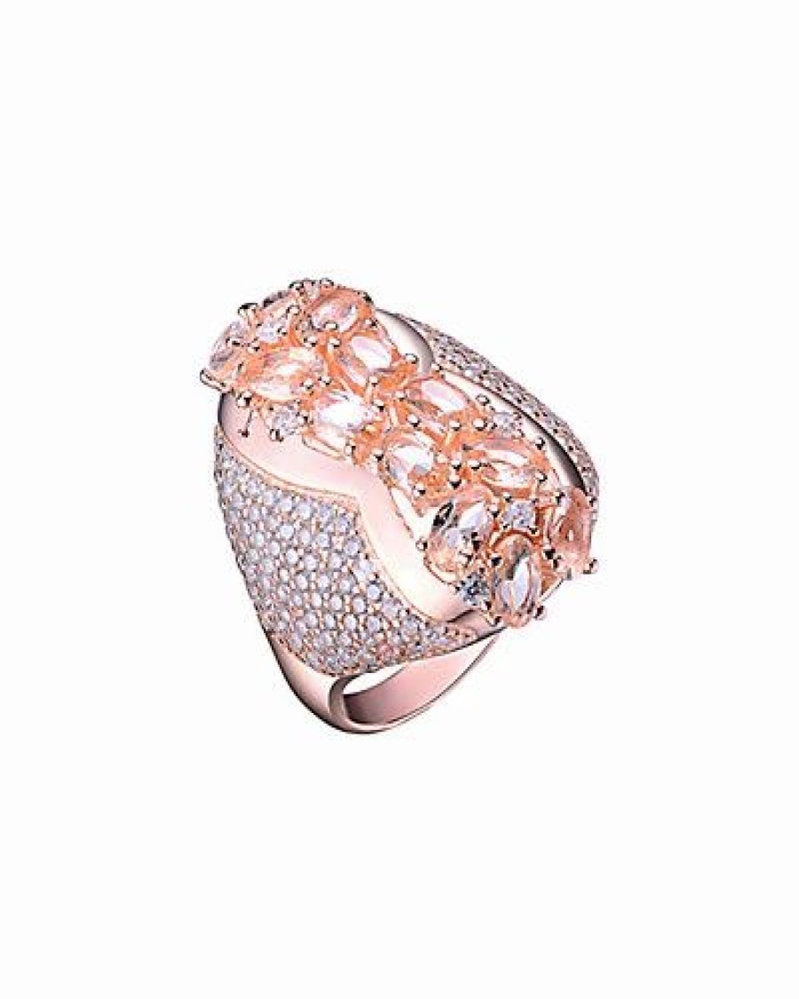 Rings * | Genevive 14K Rose Gold Vermeil Cz Ring Women